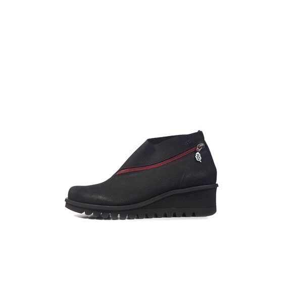 Loints of Holland Boots 40 'Lightning' Black Low Wedge Bootie Nubuck SZ … - Picture 1 of 9